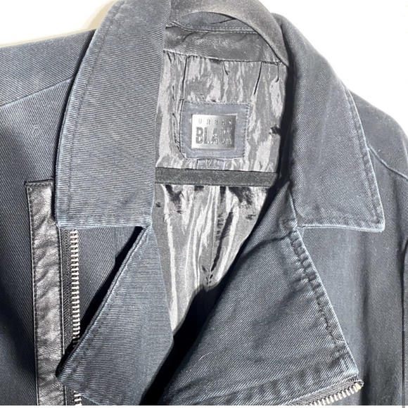 Urban Black Canvas Zip Up Pea Coat L - Picture 9 of 14